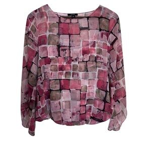 Alfani Women's Pink Mosaic Blouse
